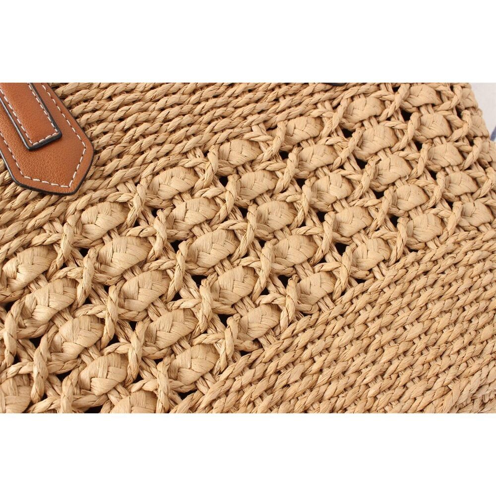 6814 Straw Tote Bag Handbag Summer Straw Beach Bag Tote Purse Handwoven - Picture 5 of 7